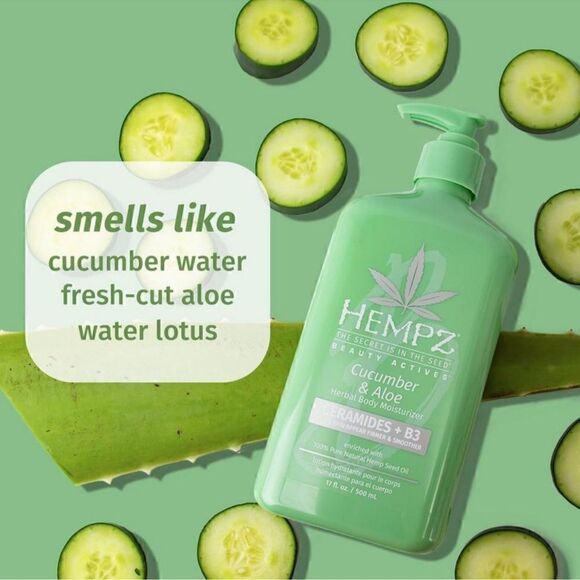$5🌟 Hempz Cucumber & Aloe Herbal Body Moisturizer Ceramides + B3 - Picture 4 of 8